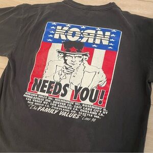 Vintage 1998 Korn Family Values Tour T-Shirt XL – Uncle Sam Graphic –Cronies Tag